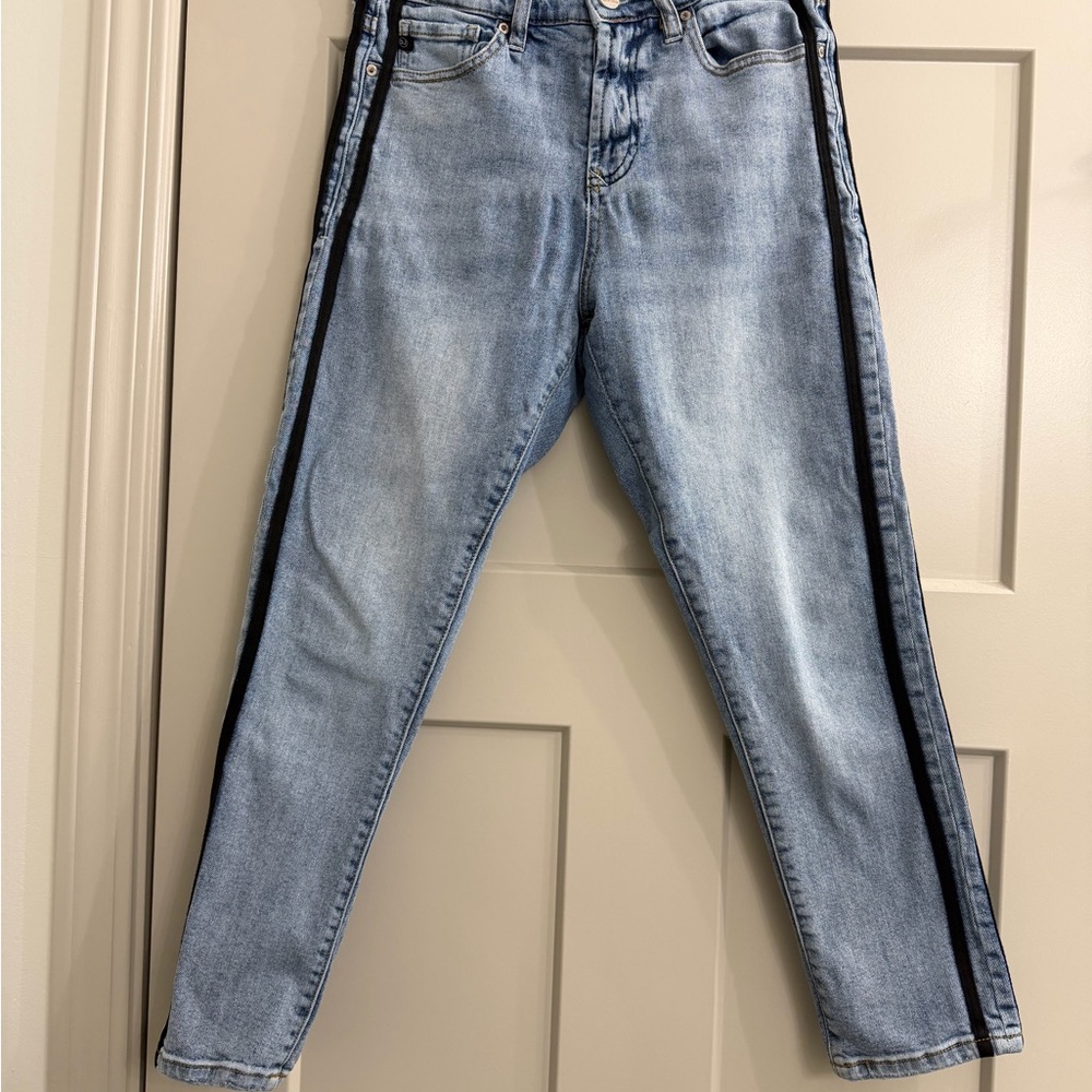 Dear John Light Blue Skinny Jeans with Double Black Stripe Down the Side